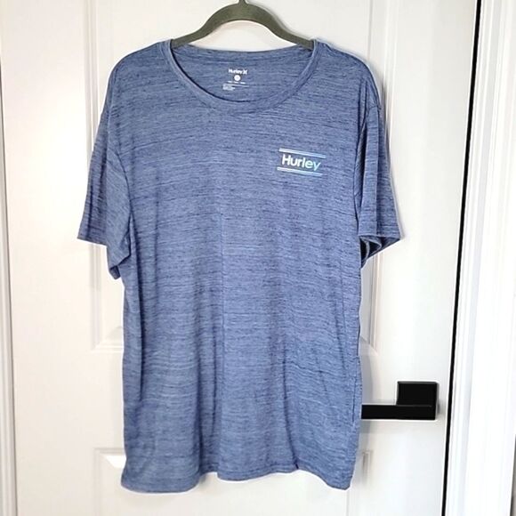 Hurley Heather Blue Logoed Short Sleeve T-Shirt - Size Large - Picture 1 of 10